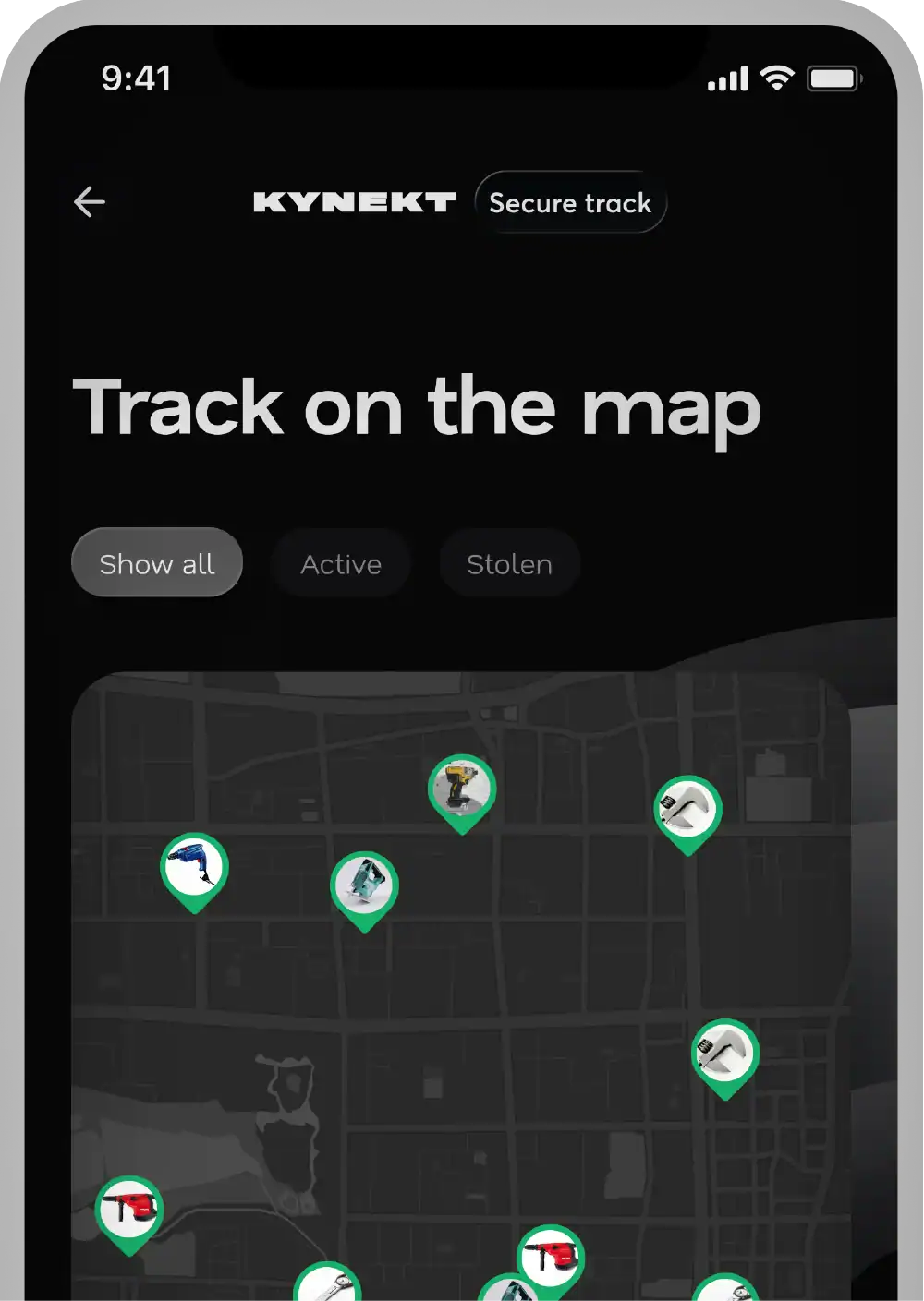ktrak mobile screen map